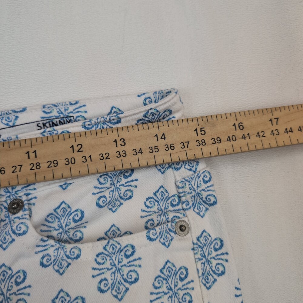 Vineyard Vines Blue Tile Print Skinny Jeans Women's Size 4 - Picture 12 of 12